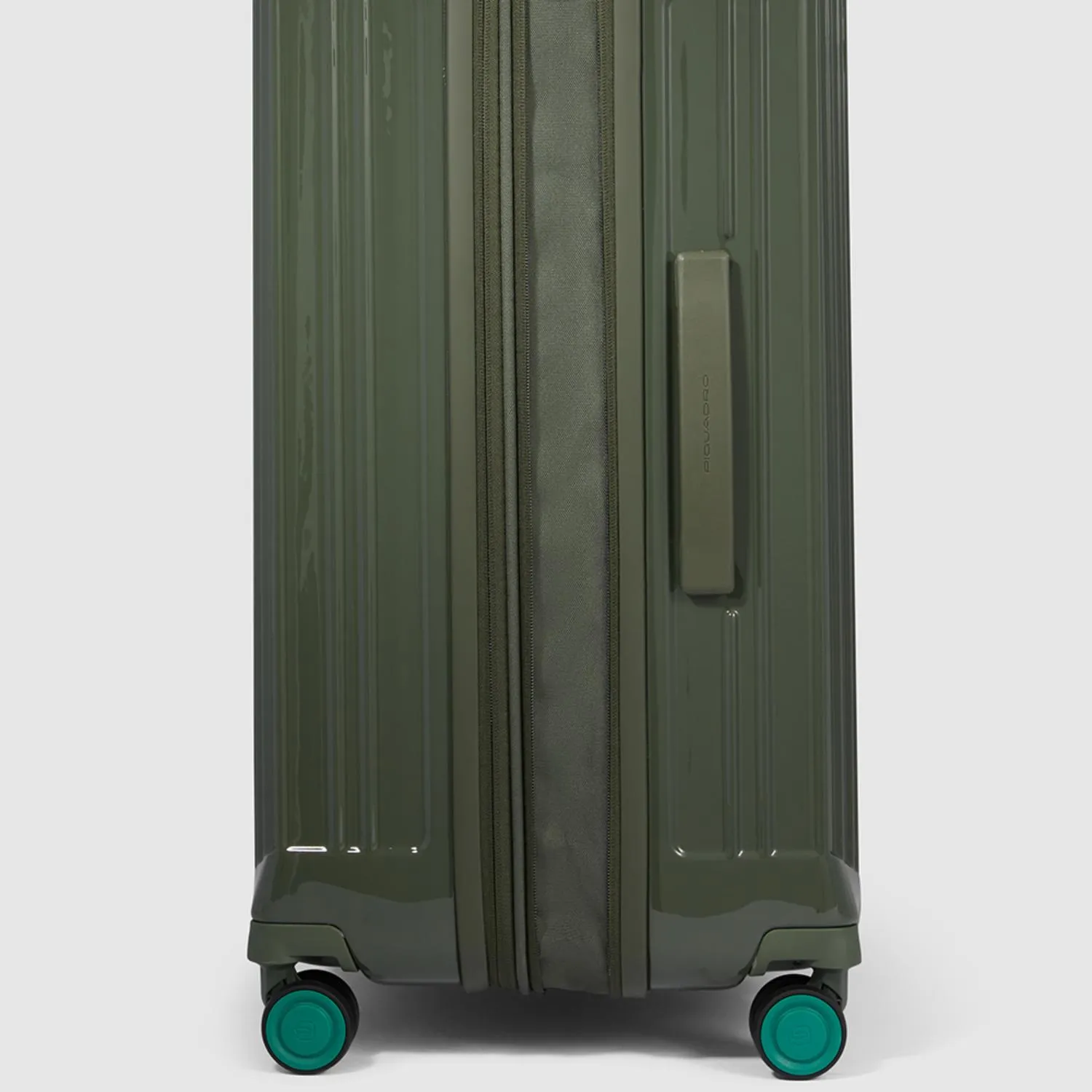 Piquadro Pq-Light Large Size Expandable Trolley With 4 Wheels In Polycarbonate Green