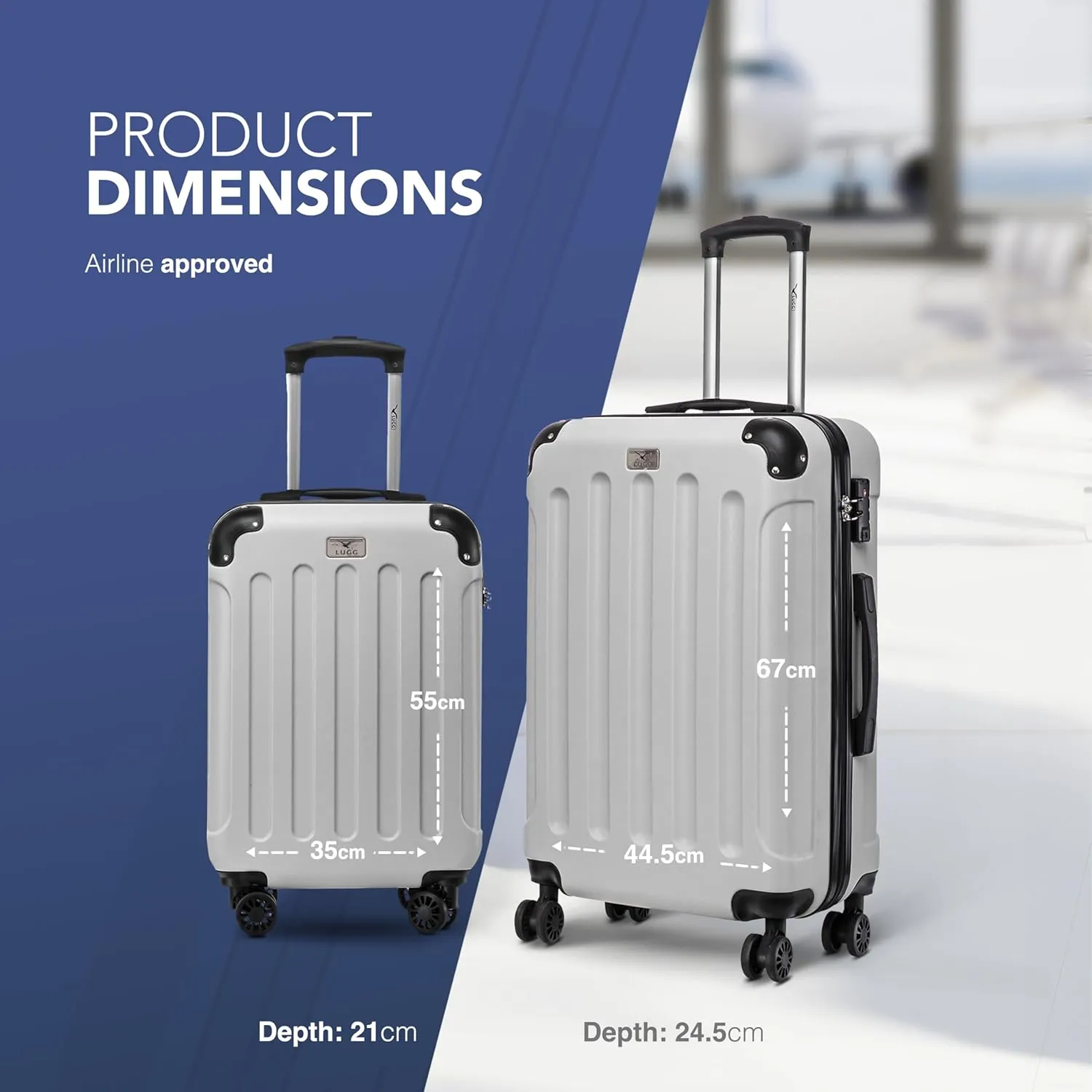 Skywander 2pc 20in & 24in Suitcase - White