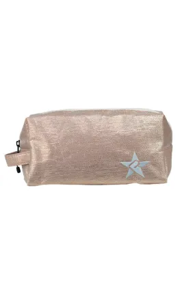 Sparkling Silk in Pink Champagne Rebel Makeup Bag with White Zipper