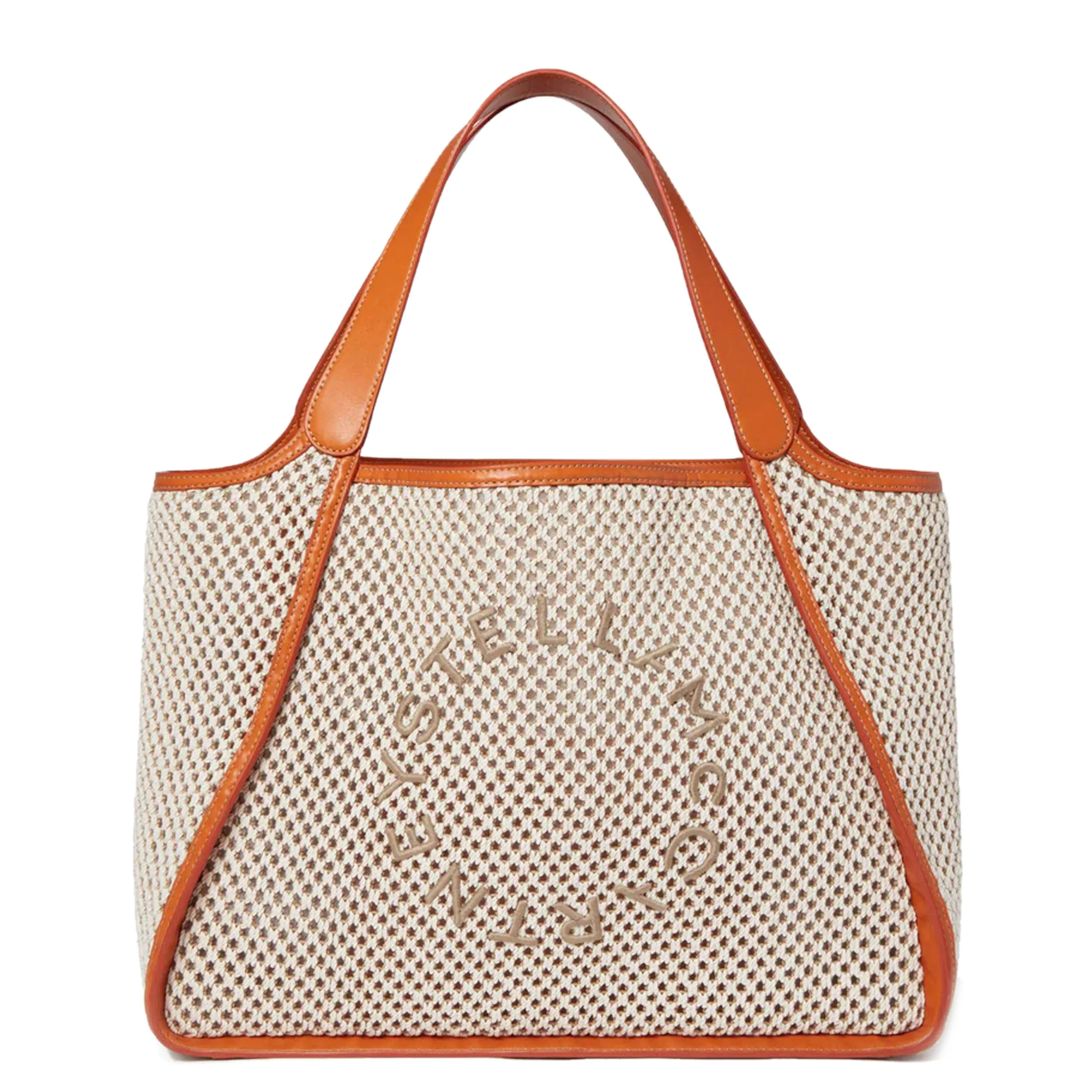 Stella Logo Tote Bag Large, Rope Mesh, Ivory/Beige