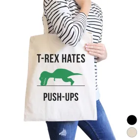 T-Rex Push Ups Canvas Shoulder Bag Cute Gym Tote Funny Workout Gift