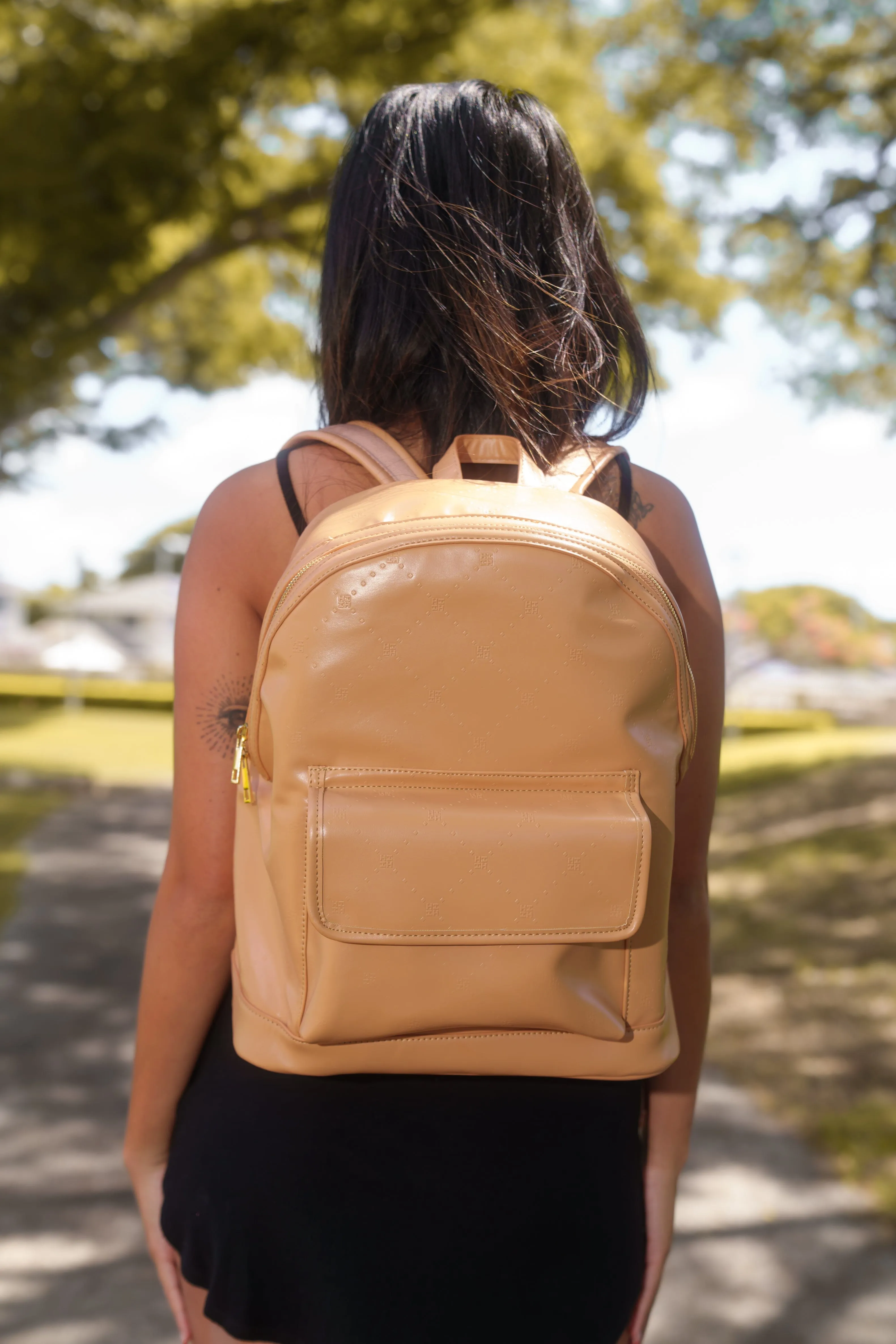 TAN MINI LOGO BACKPACK