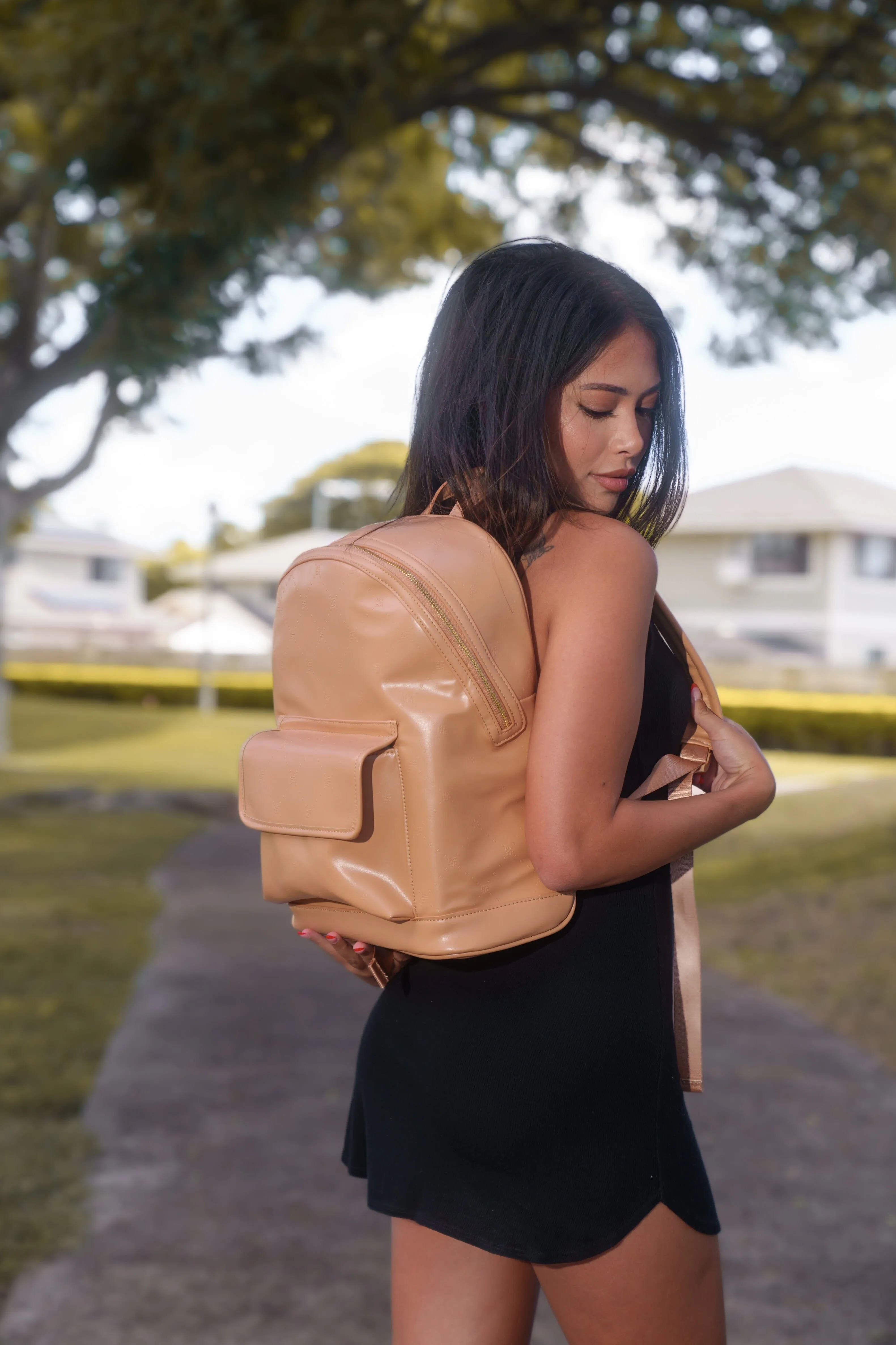 TAN MINI LOGO BACKPACK