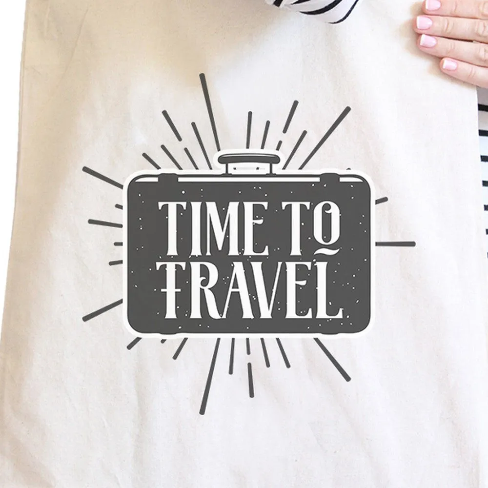 Time To Travel Natural Canvas Bags