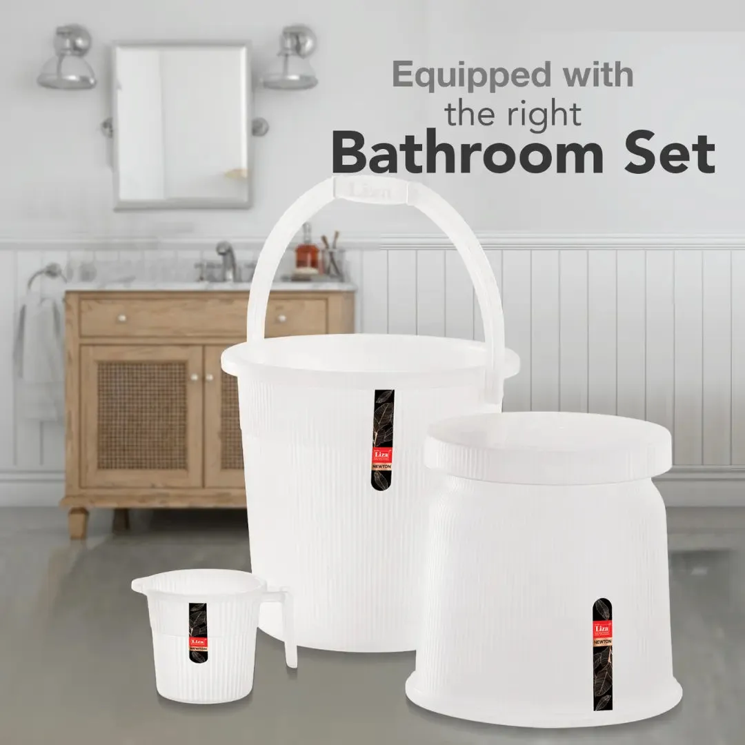 Transparent Bath Bucket(18L), Mug(1L) & Stool Set Of 3 For Bathing and Cleaning