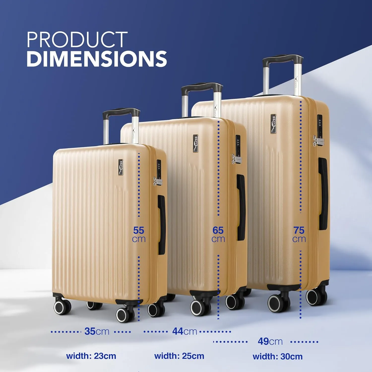 Vacay 3pc Suitcase Set in Sunset Gold