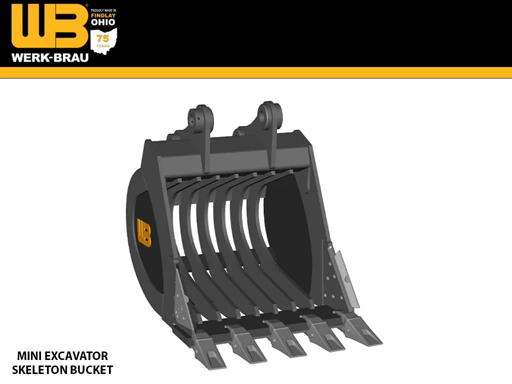 WERK-BRAU Skeleton Bucket for 5,000 - 7,500 lbs. Excavators. (Mini 1)