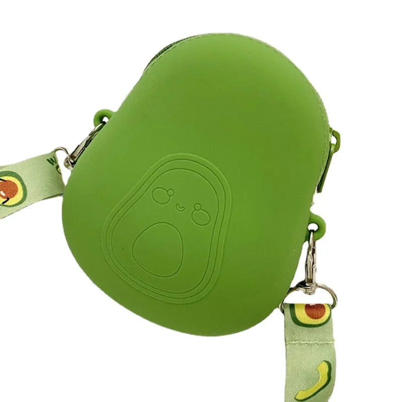 women cute strawberry avocado rubber mini crossbody bag