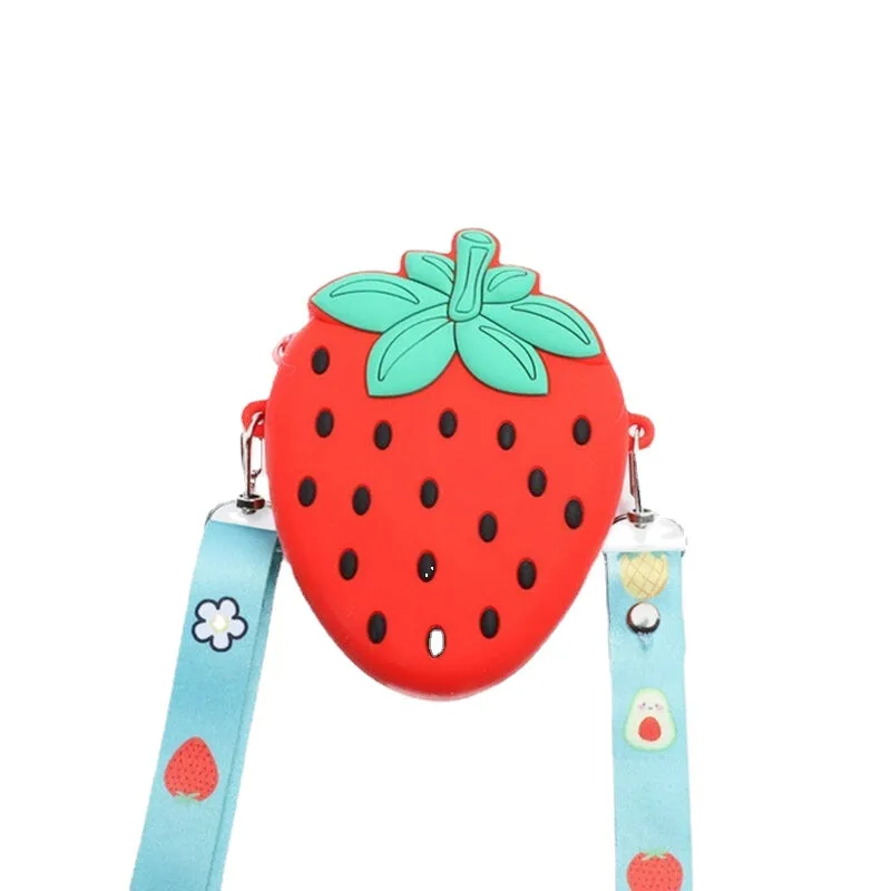 women cute strawberry avocado rubber mini crossbody bag