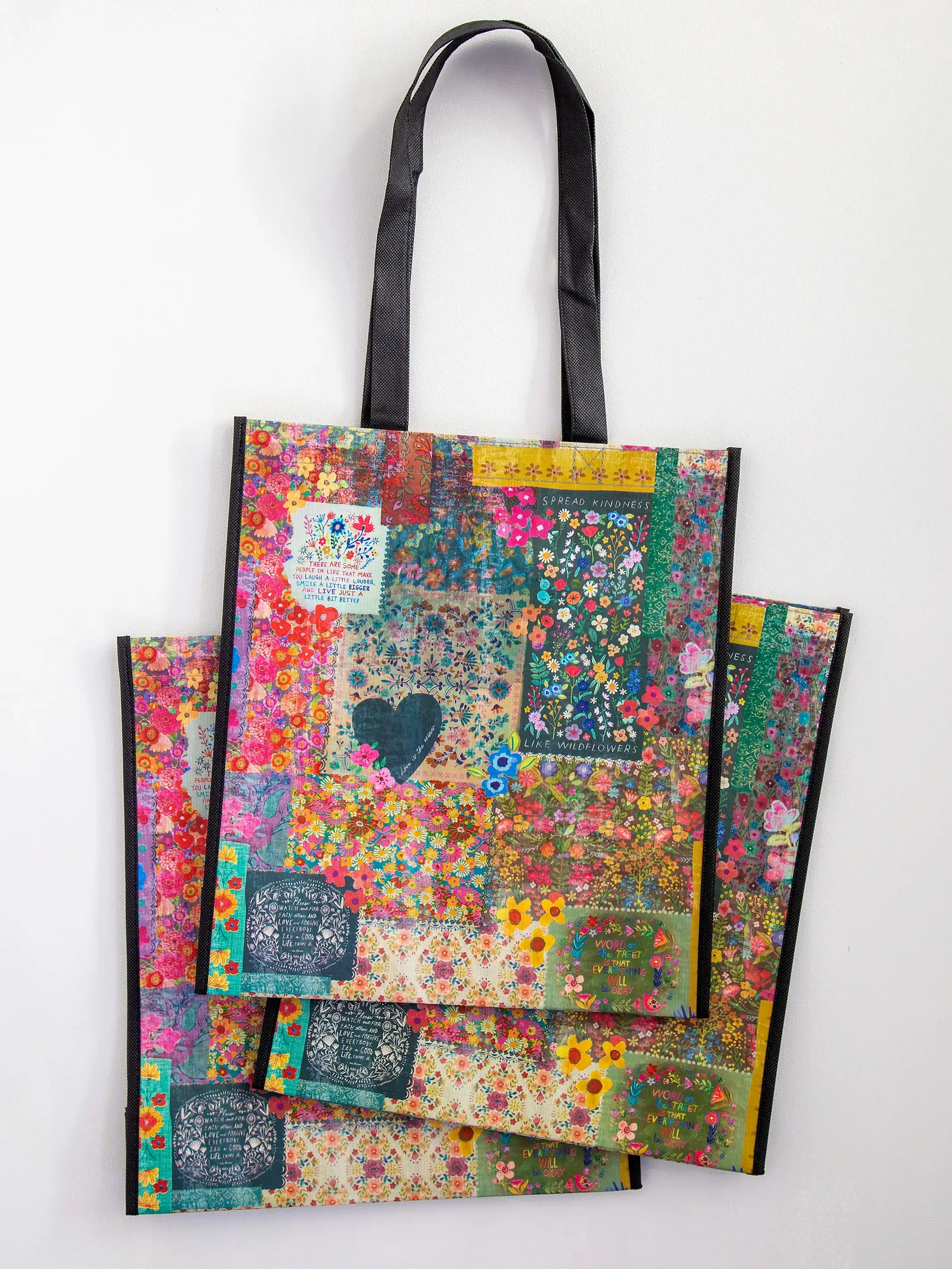 XL Happy Bag, Set of 3 - Chirp Patchwork